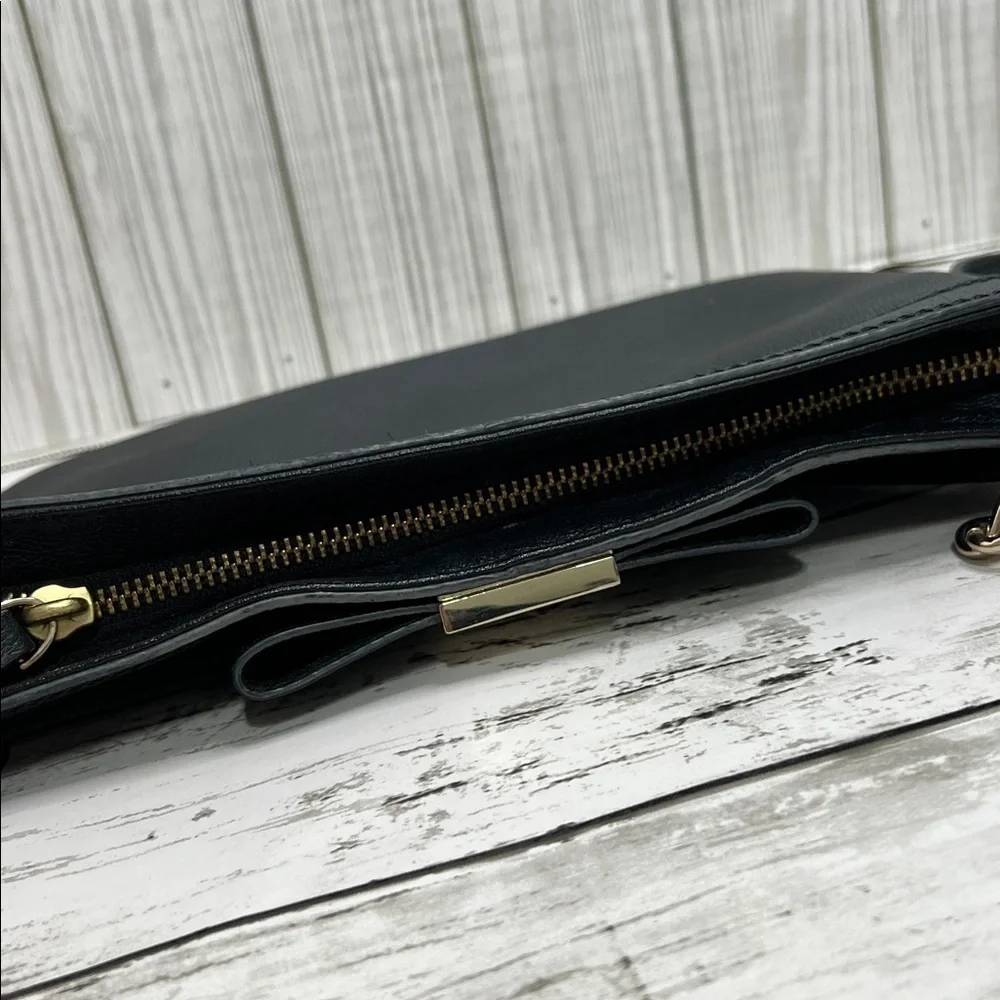 Kate Spade  Black Leather Crossbody Shoulder Bag | Chain Strap